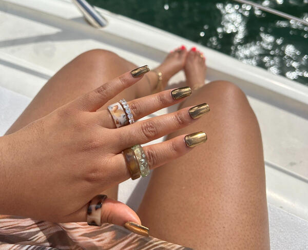 Short Square Gold Chrome